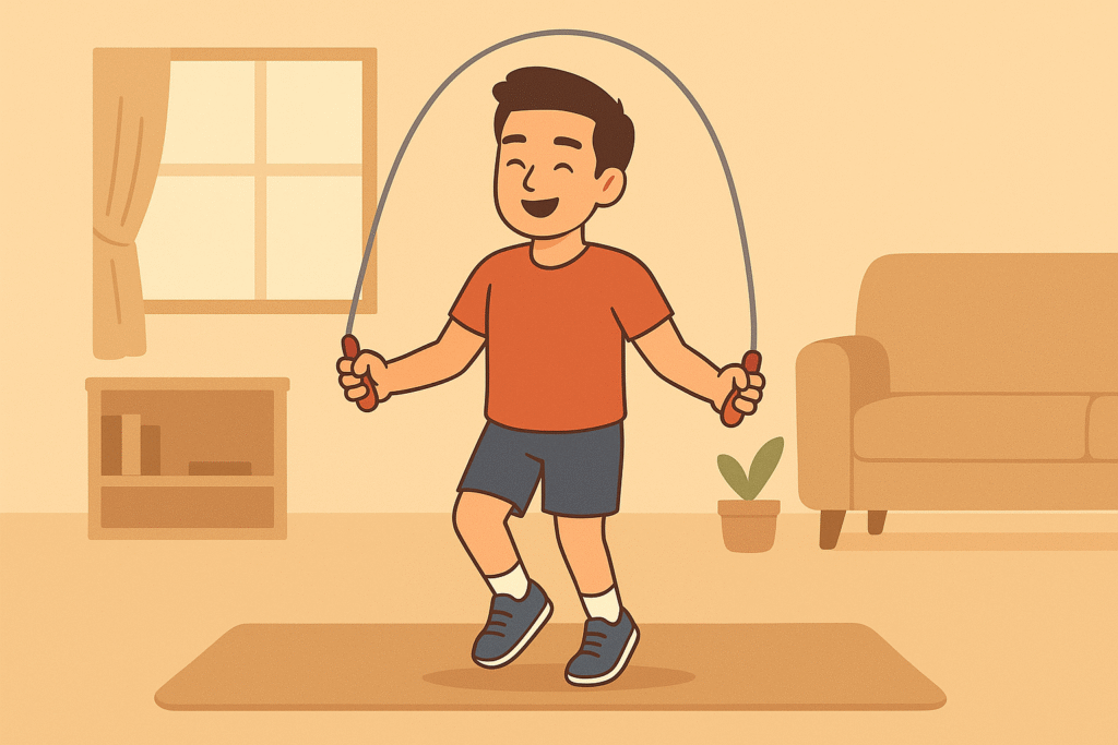 Cardio exercise skipping rope at home