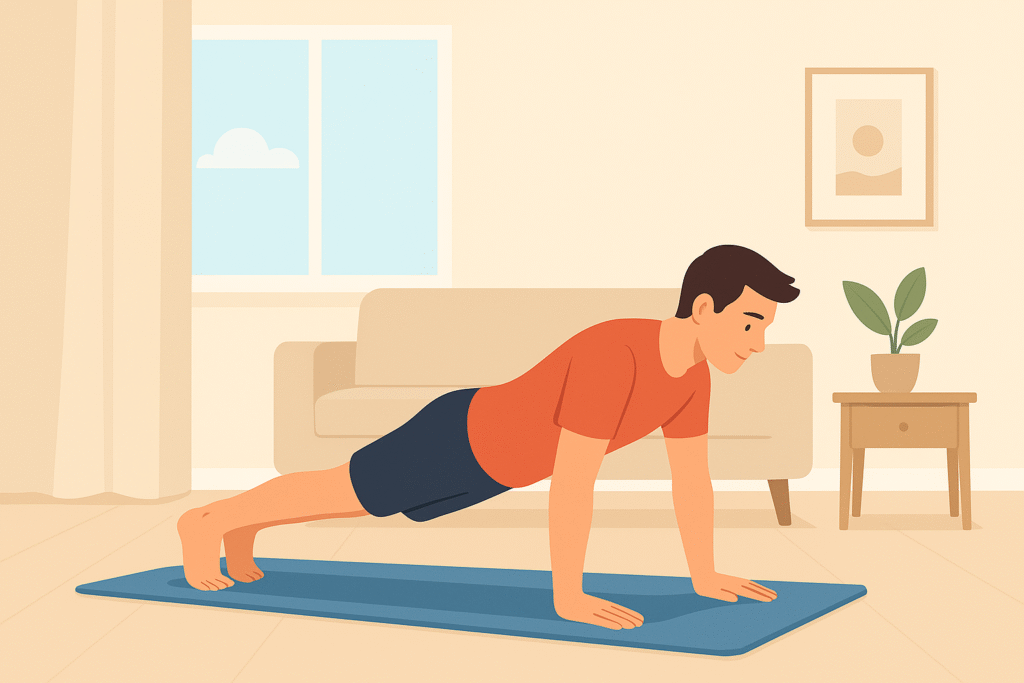Push-ups exercise at home for chest and arms