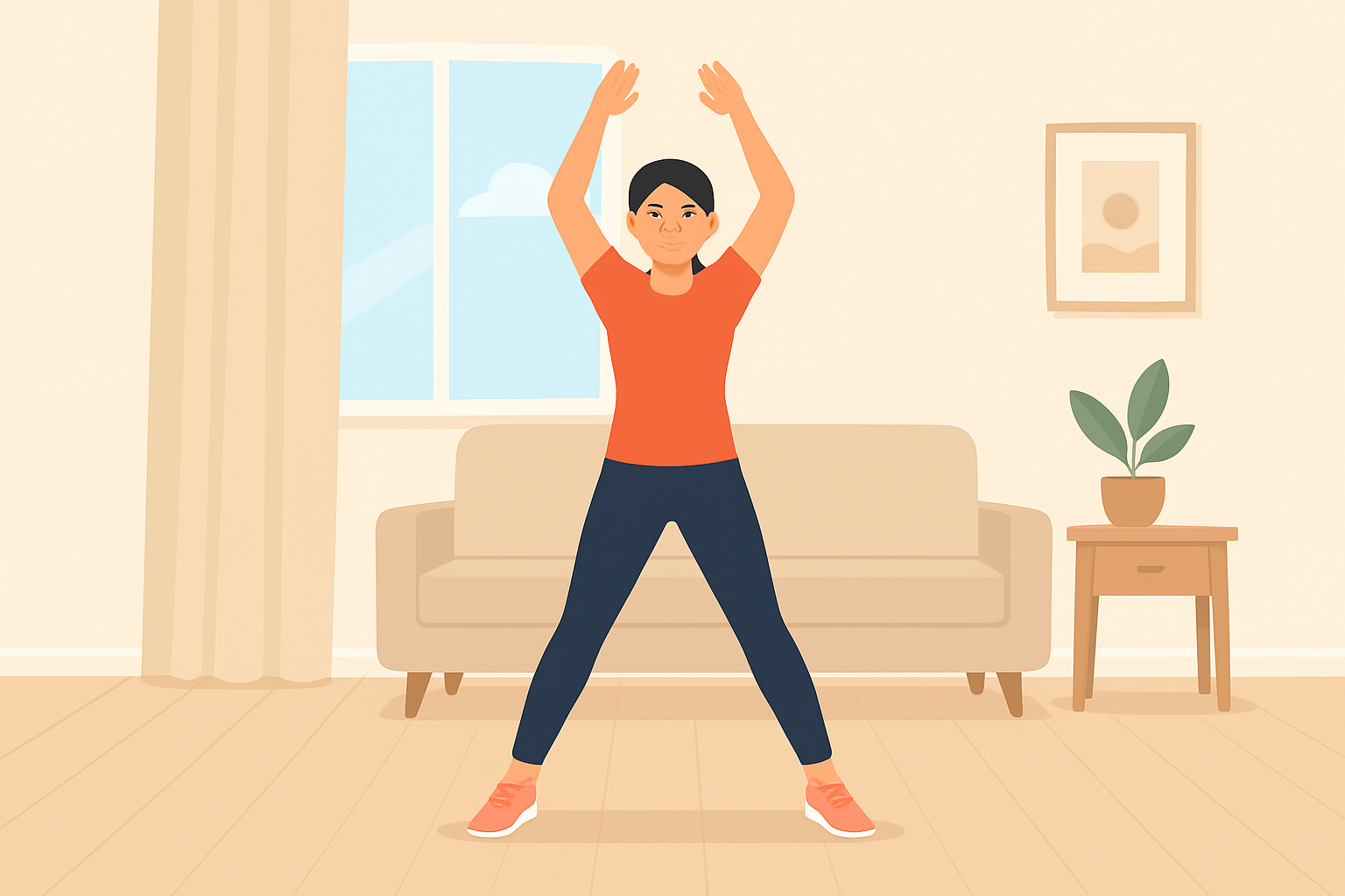 Jumping jacks workout for warm-up at home